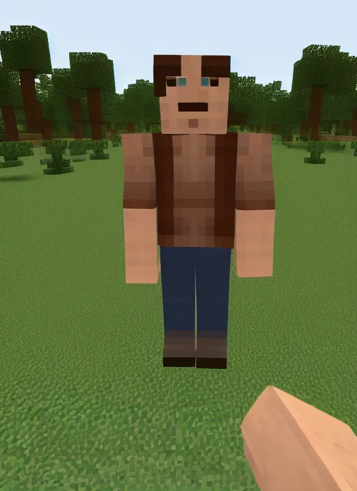 Image similar to anton chigurh in minecraft