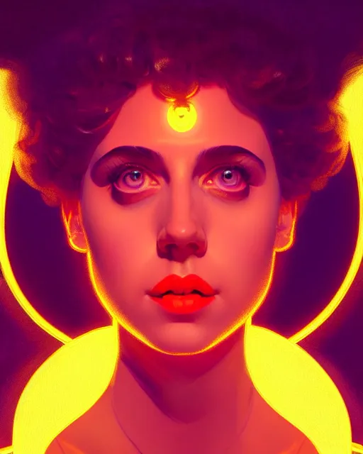 Image similar to symmetry portrait of poly styrene, neon plastic, glowing lights intricate, elegant, highly detailed, digital painting, artstation, concept art, smooth, sharp focus, illustration, art by artgerm and greg rutkowski and fra angelico and alphonse mucha