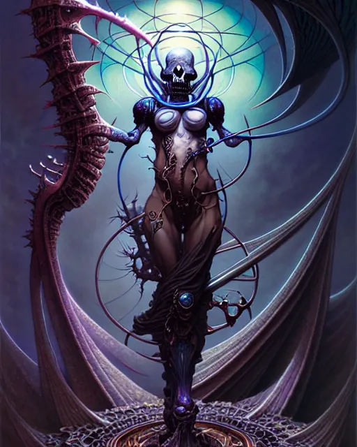 Image similar to death the tarot card, fantasy character portrait made of fractals, ultra realistic, wide angle, intricate details, the fifth element artifacts, highly detailed by peter mohrbacher, hajime sorayama, wayne barlowe, boris vallejo, aaron horkey, gaston bussiere, craig mullins