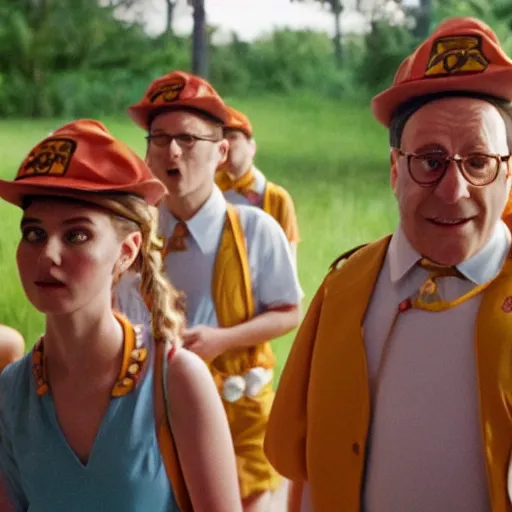 Prompt: movie still of Homer Simpson in Moonrise Kingdom (2012), high detail, 4k