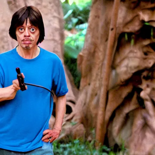 Image similar to Steve Buscemi as Dora the Explorer, set photography