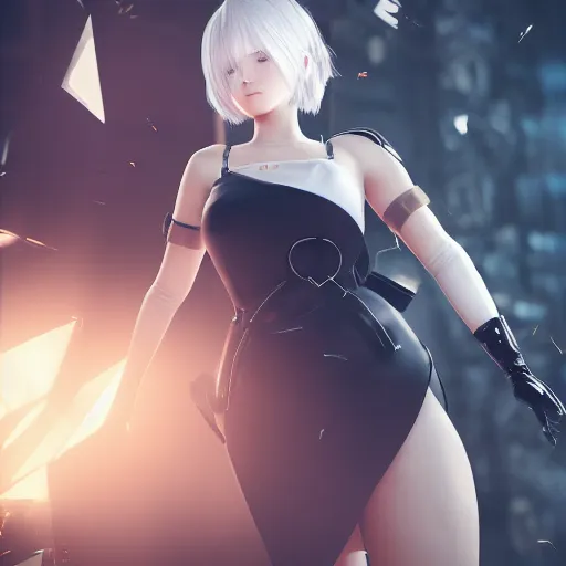 Prompt: A beautiful portrait of 2B, nier automata, cinematic lighting, 8k, octane render