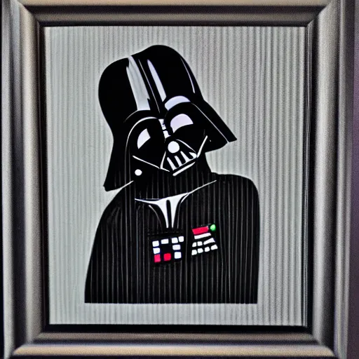 Prompt: individual furry darth vader silk screen portrait banksy style