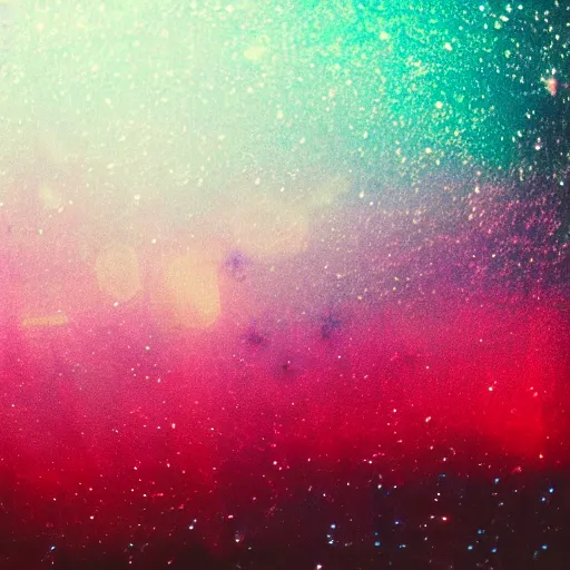 Prompt: celestial photography by letting undeveloped photographic paper lay in the night sky, experimental photography, red sheen, stars are tiny dots