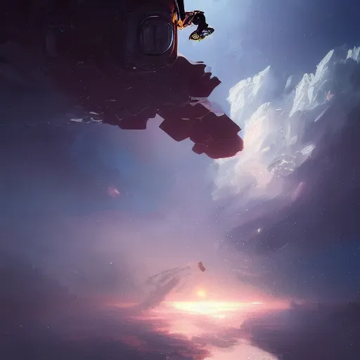 Image similar to dead astronaut falling through the clouds in jupiter, by cedric peyravernay, highly detailed, excellent composition, cinematic concept art, dramatic lighting, trending on artstation