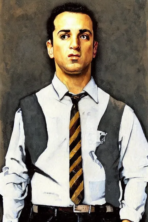 Image similar to paulie gaultieri from the sopranos painted by norman rockwell