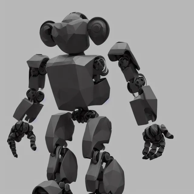 Image similar to Low poly clay render of a robotic herione