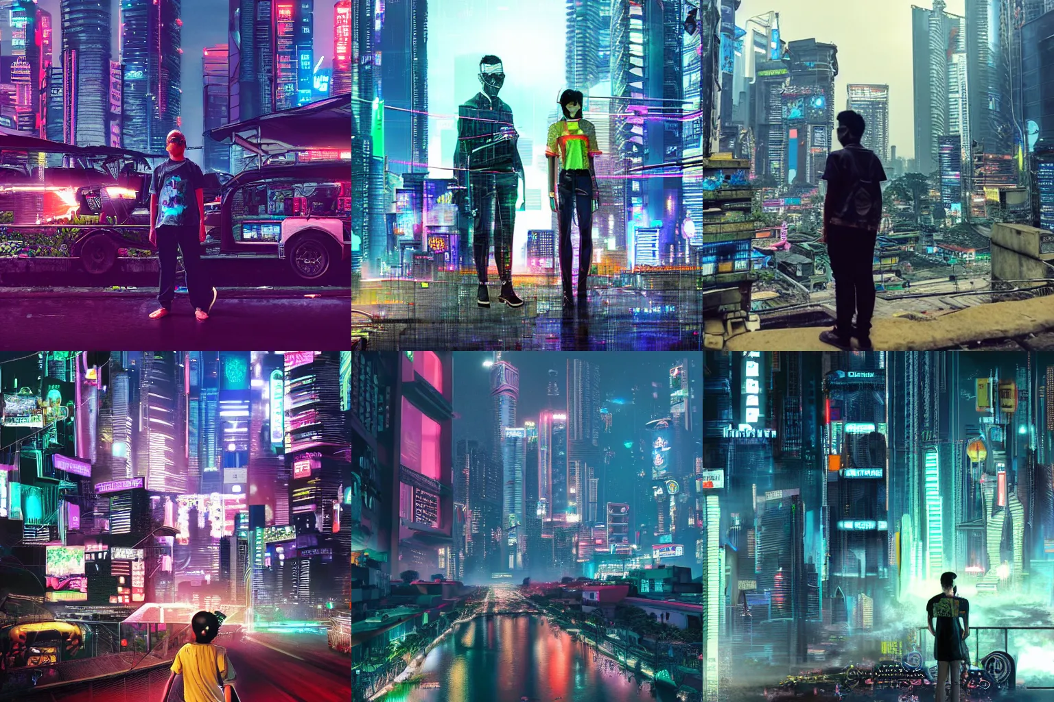 Prompt: a potrait of cyberpunk jakarta in 3022