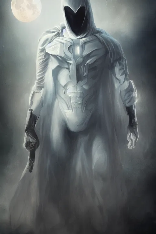 Image similar to characters portrait of Moon Knight mixed with Ghostrider by Alyssa Monks, full-shot, merged character, 4k, highly detailed, cinematic lighting, photorealistic, 3d render, award winning render, unreal engine, octane render, studio lighting, 8k, hd