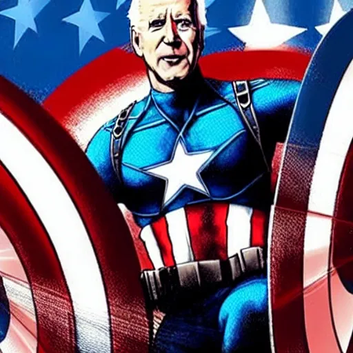 Prompt: joe Biden as captain America, highly detailed, cinematic