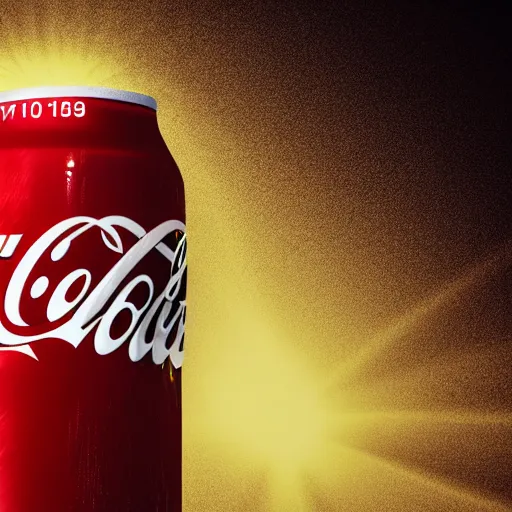 Image similar to bottle of coca - cola, droplets flow down the bottle, soft warm light, ultra quality, super detail, play of light, yellow light shining through, focus unreal engine 5,