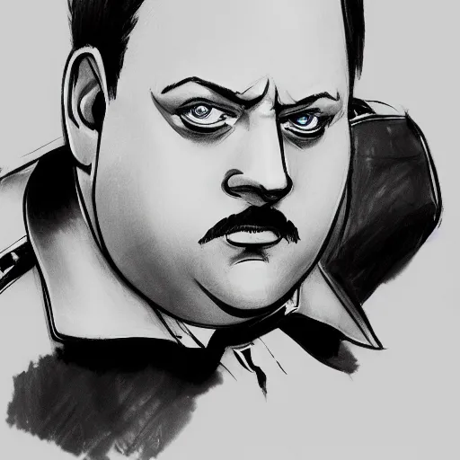 Image similar to paul blart mall cop by yoji shinkawa, pencil drawing, professional illustration, trending on artstation, portrait