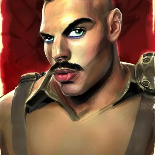 Prompt: portrait of a very buff freddie mercury playing super mario brother in team fortress 2 style, epic, tragic, military art, fantasy, dieselpunk, hd shot, digital portrait, beautiful, artstation, comic style, by artgerm, guy denning, jakub rozalski, magali villeneuve and charlie bowater