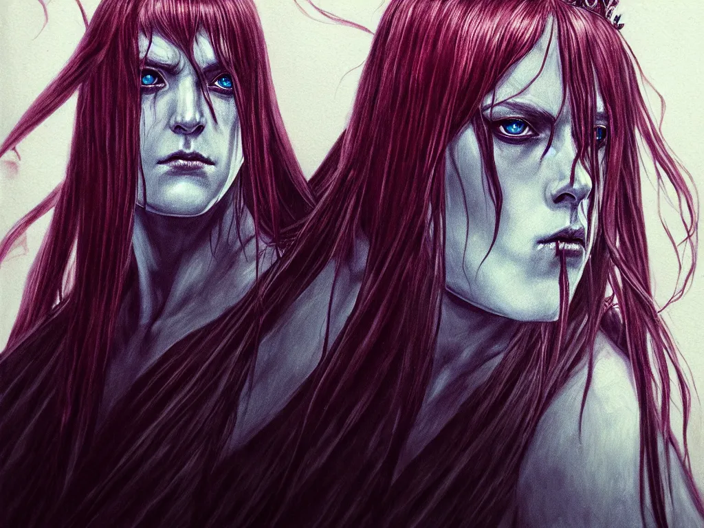 Prompt: queen marika from elden ring's fanart, portrait, celluloid, by yoneyama mai.