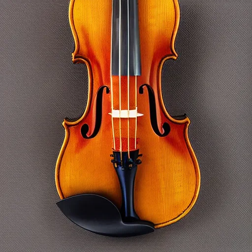 Prompt: A photo of a stradivari violin, studio lighting, top view