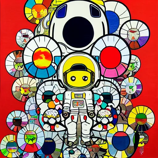 Image similar to astronaut painting by takashi murakami