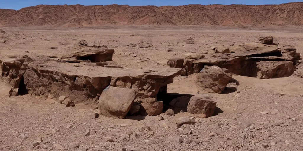 Prompt: and ancient time machine created 2 million years ago found in desert of utah