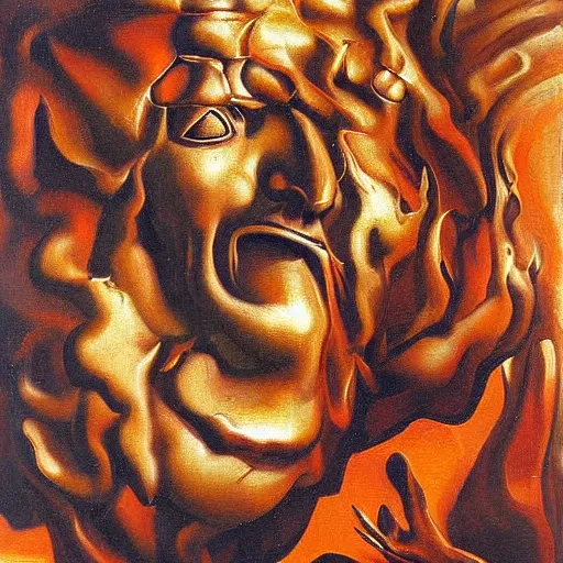 Image similar to hell fire oil painting by Szukalski