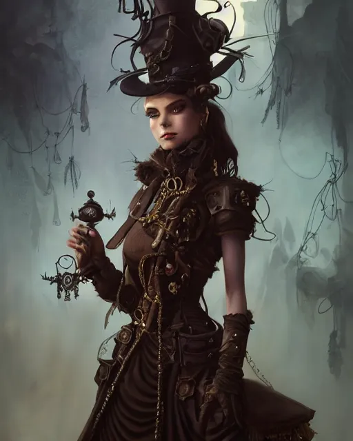 Prompt: dark steampunk princess, highly detailed, d & d, fantasy, highly detailed, digital painting, trending on artstation, concept art, sharp focus, illustration, global illumination, shaded, art by artgerm and greg rutkowski and fuji choko and viktoria gavrilenko and hoang lap