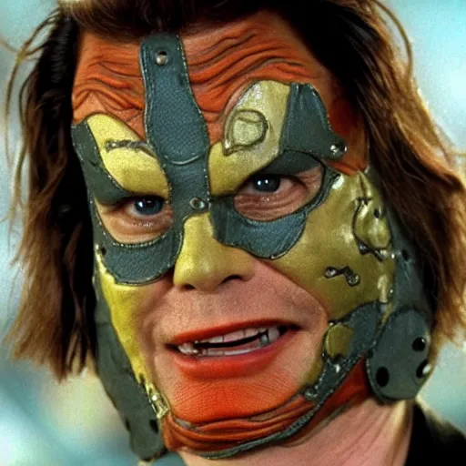 Prompt: jim carrey in the mask, style of terry gilliam, hd, detailed, 4 k, award winning