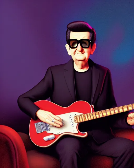 Prompt: disney pixar portrait 8 k photo of roy orbison on a smoky stage : : by weta, greg rutkowski, wlop, ilya kuvshinov, rossdraws, artgerm, annie leibovitz, rave, unreal engine, alphonse mucha : :