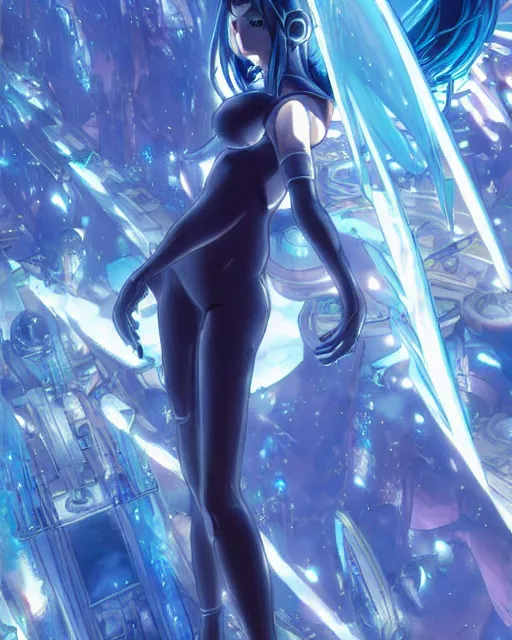 Image similar to fantasy girl, cybernetic enhancements, art by makoto shinkai and alan bean, yukito kishiro