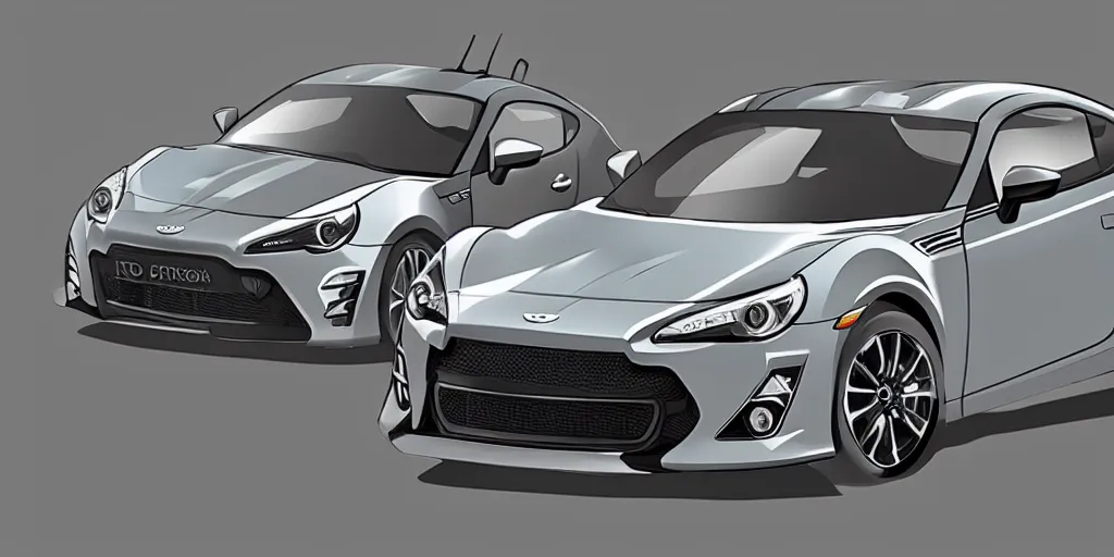 Prompt: hybrid design of Toyota gt86 2015 and Aston Martin 2022. No background, concept art style.