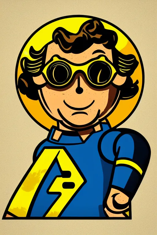 Image similar to fallout 7 6 retro futurist illustration art by butcher billy, sticker, colorful, illustration, highly detailed, simple, smooth and clean vector curves, no jagged lines, vector art, smooth andy warhol style