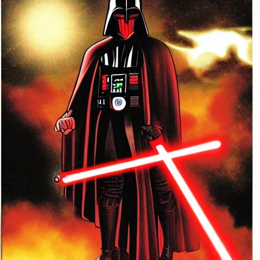 Prompt: darth revan from knights of the old republic in london, comic book, dark