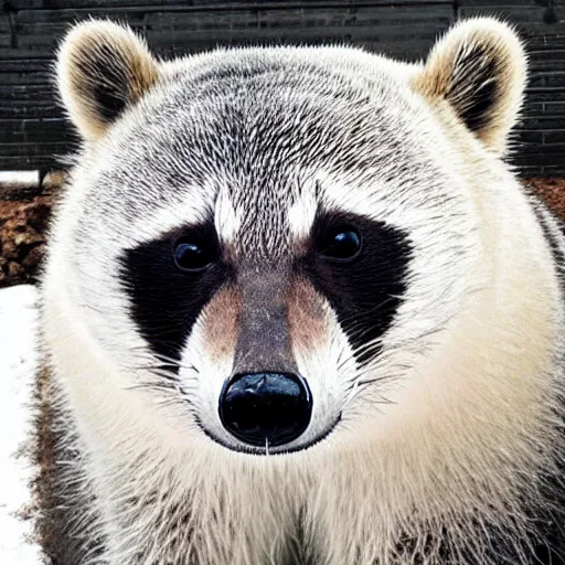 Image similar to “a mix between a raccoon and a polar bear”