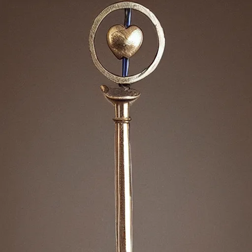 Prompt: medieval single - ball flail weapon with a heart on the handle, detailed product photo