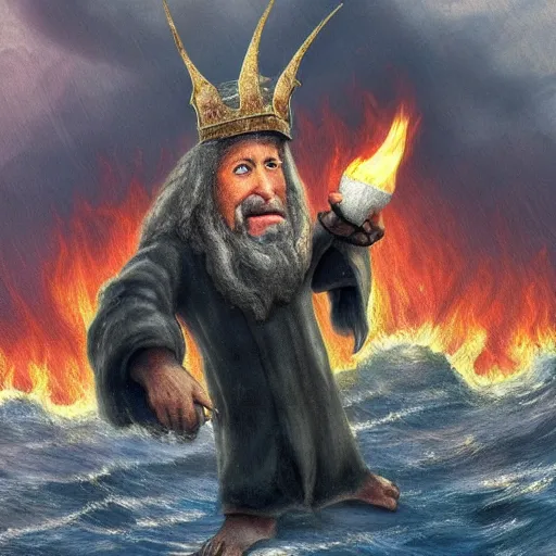 Image similar to n'lil, he is an old god who rules storms, earthquakes and fire.