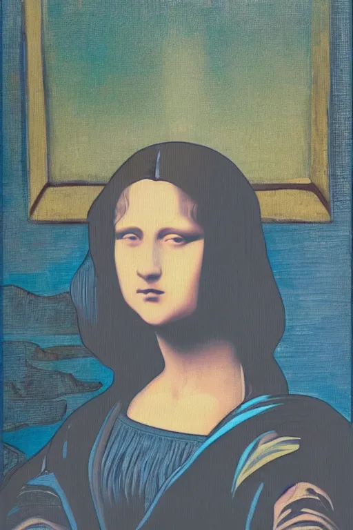 Image similar to portrait of rei ayanami in the style of the mona lisa painting