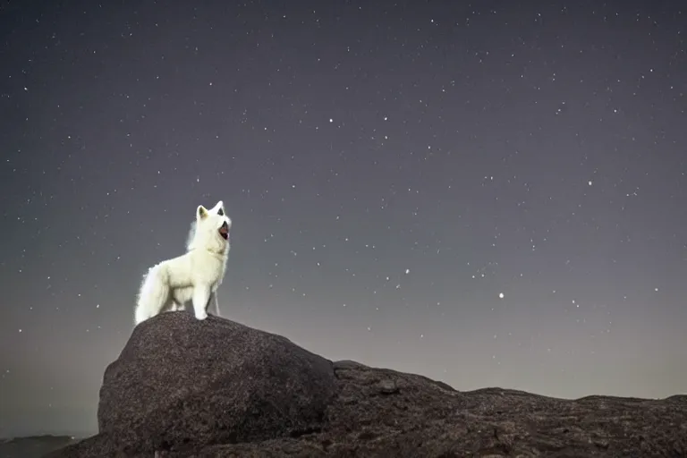 Image similar to a Samoyed Howling at the Universe