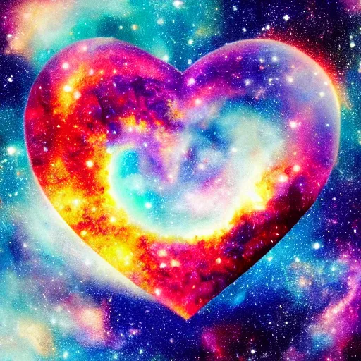 Prompt: a galaxy shaped as a heart