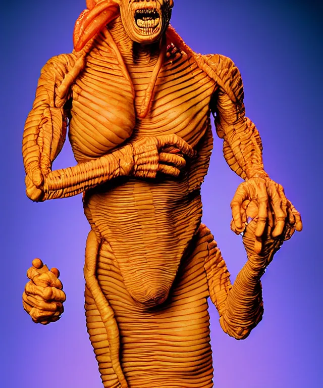 Prompt: hyperrealistic rendering, universal mummy by art of skinner and richard corben and jeff easley, product photography, action figure, sofubi, studio lighting, colored gels