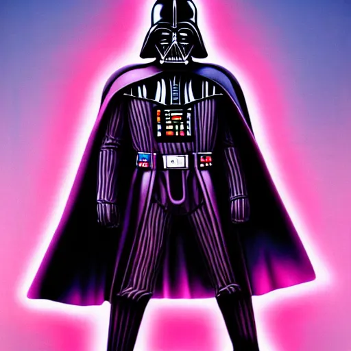 Prompt: Darth Vader in a pink suit