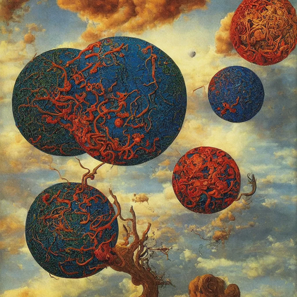 Prompt: a single colorful! ( lovecraftian ) sphere white! clear empty sky, a high contrast!! ultradetailed photorealistic painting by jan van eyck, audubon, rene magritte, agnes pelton, max ernst, walton ford, andreas achenbach, ernst haeckel, hard lighting, masterpiece