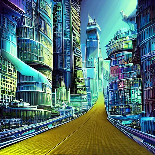 Image similar to futuristic city with no cars, digital art