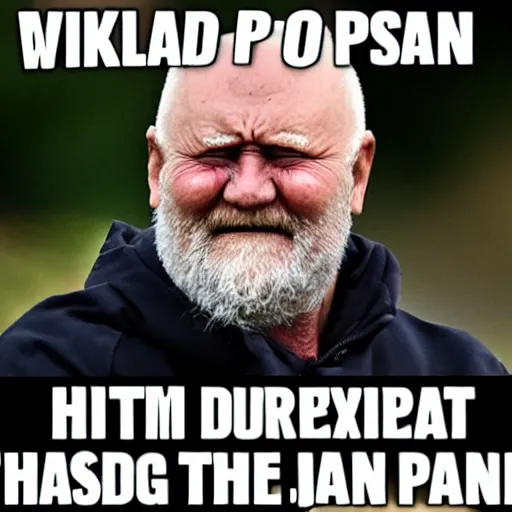 Image similar to danish viking version of hide the pain harold meme