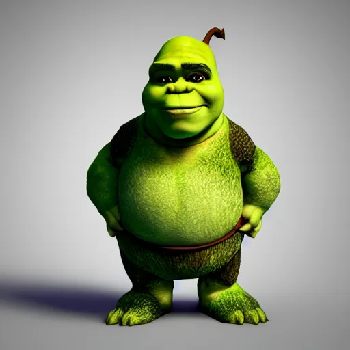 Image similar to 3 d render of shrek