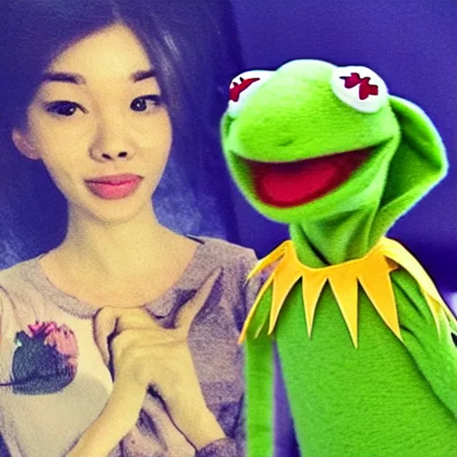 Image similar to kermit waifu