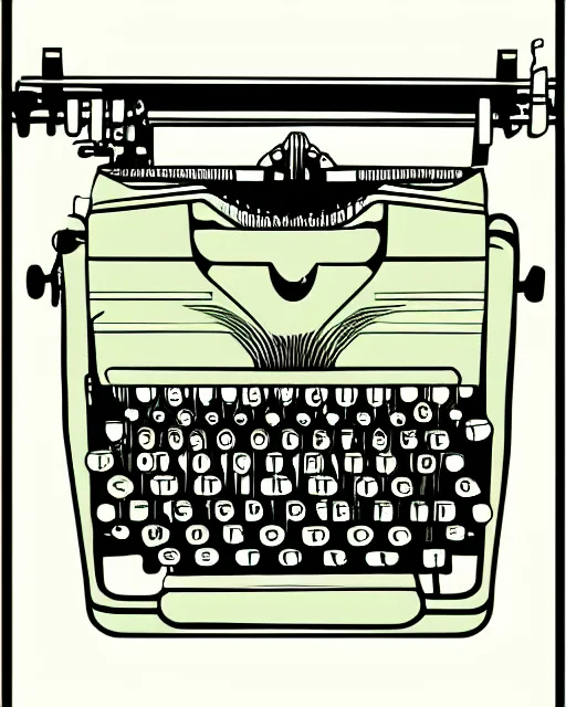 Prompt: artdeco illustration digital art typewriter. retro. old.