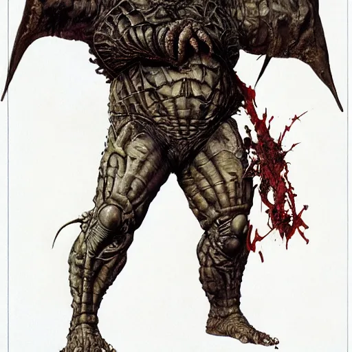Image similar to photoreal portrait of a armoured bloated demonic man, by norman rockwell and boris vallejo, artstation, horror, concept creature character art