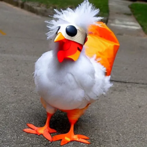 Prompt: cute chicken dressed as an inmate