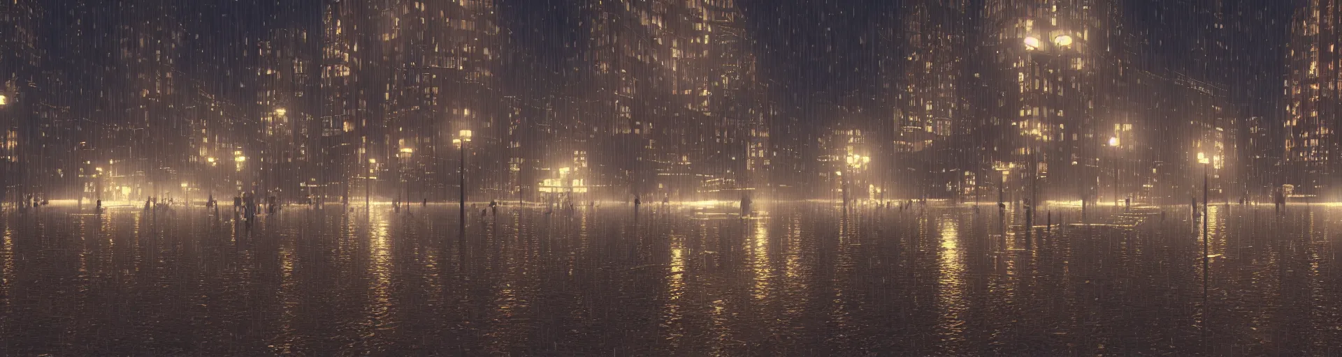 Prompt: raytracing night time city, lots of rain, realistic