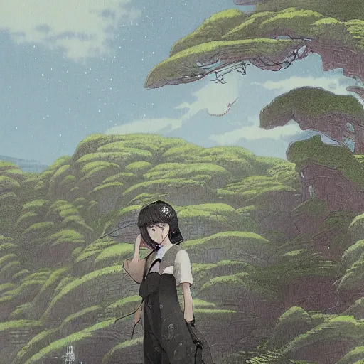 Image similar to a portrait of a character in a scenic environment by Yoshitomo Nara