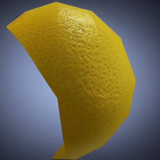 Image similar to a render of a low polygon lemon, unreal engine