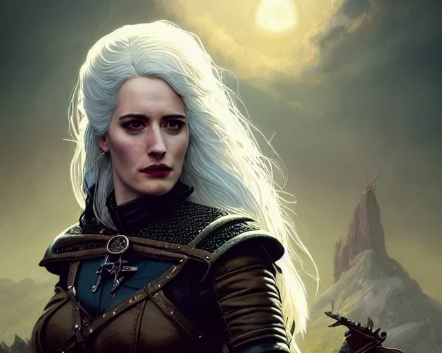 Image similar to highly detailed portrait of eva green, in the witcher 3, stephen bliss, unreal engine, fantasy art by greg rutkowski, loish, rhads, ferdinand knab, makoto shinkai and lois van baarle, ilya kuvshinov, rossdraws, tom bagshaw, global illumination, radiant light, detailed and intricate environment