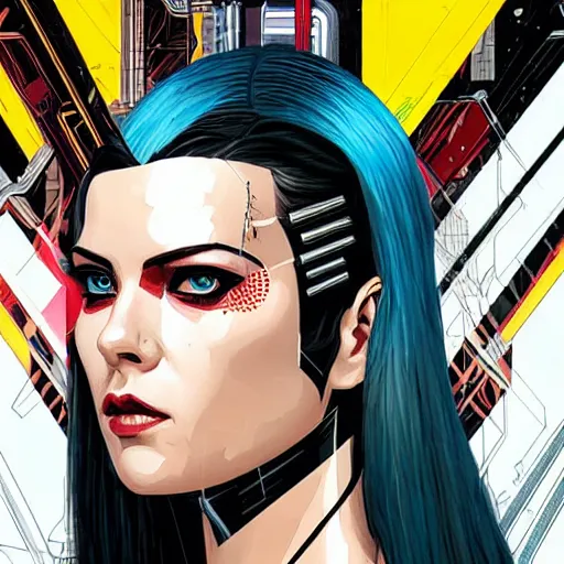 Image similar to portrait of a female android, by MARVEL comics and Sandra Chevrier